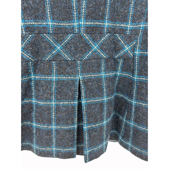 Talbots Womens 6 Wool Blend Navy & Turquoise Plaid Blazer AOP Lining Academia - Picture 4 of 11